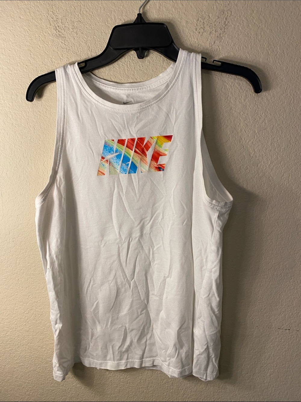 Nike White Tank Top with Multicolor Logo